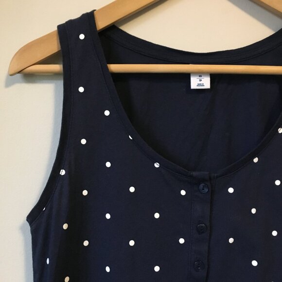 Cute Polka Dot Tie Hem Button Collar Cotton Tank Top - Picture 3 of 15